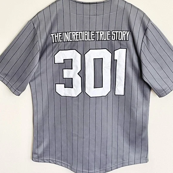 Logic The Incredible True Story Gray Baseball Pin Stripe Hip Hop Jersey Adult M